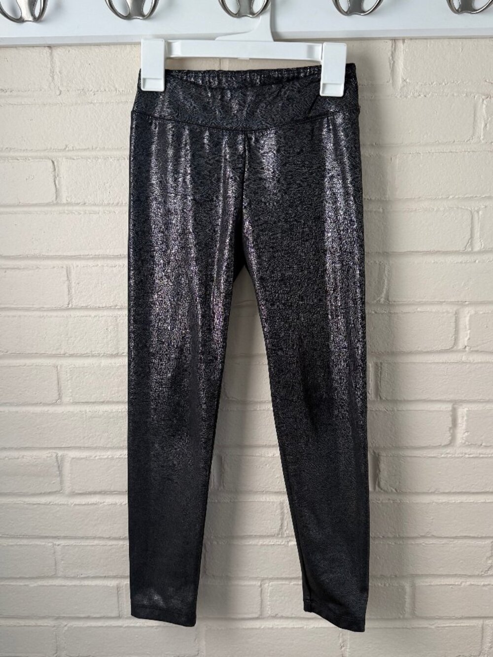 Cat & Jack | Girls Black Shiny Metallic Leggings | Medium